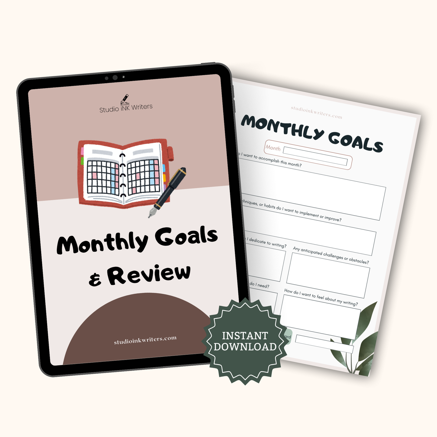 Interactive Monthly Goals & Review Worksheets