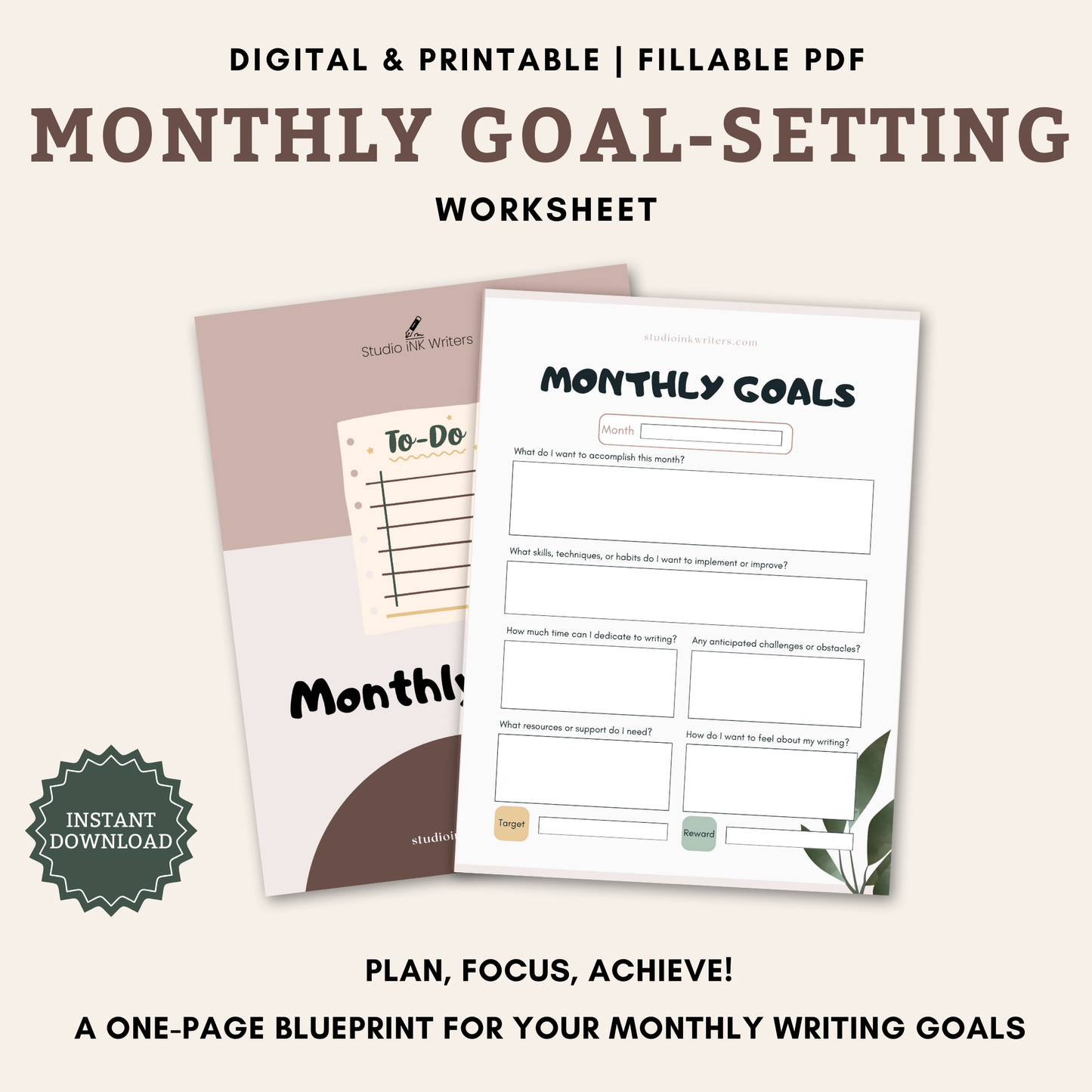 Interactive Monthly Goal-setting Worksheet