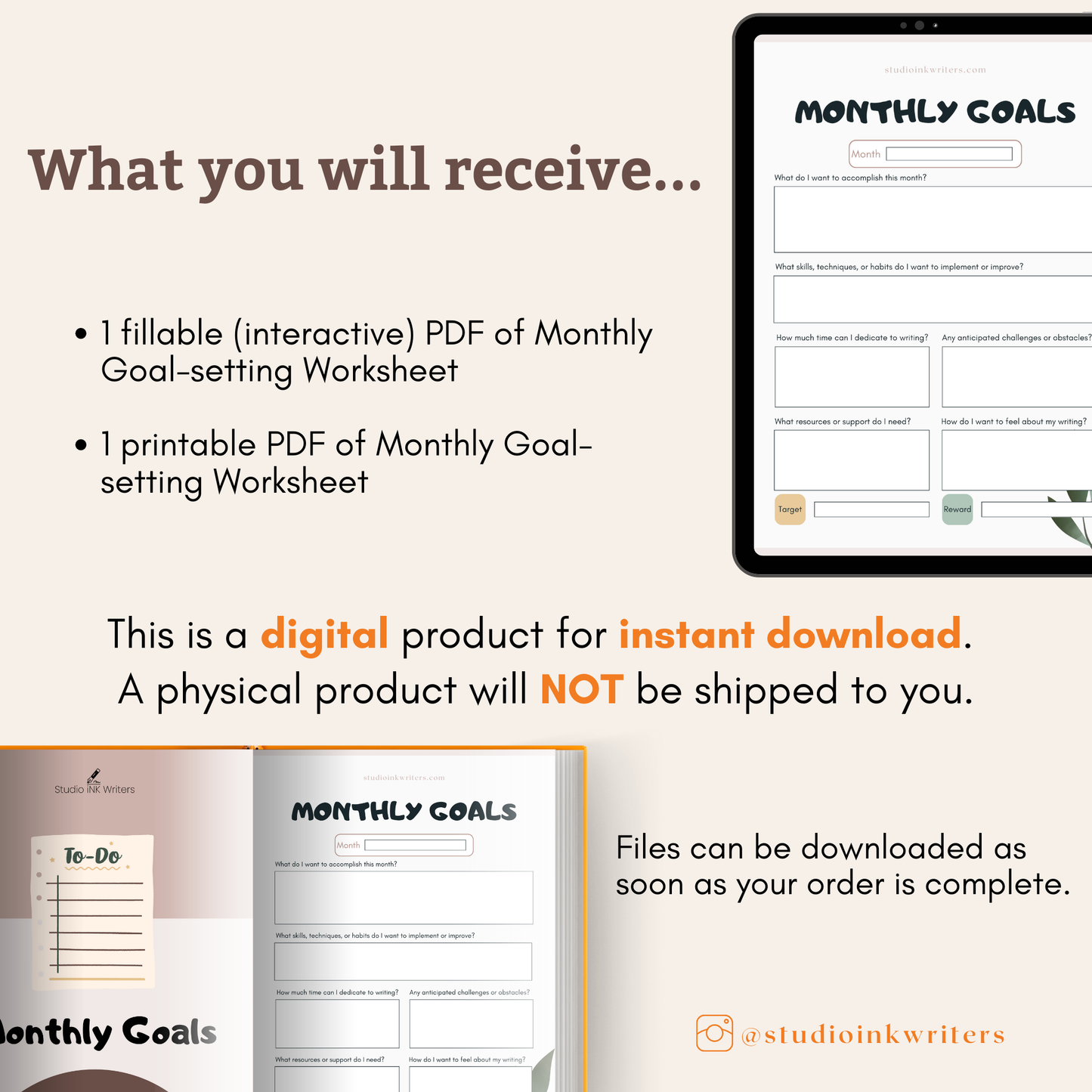 Monthly Goals Worksheet