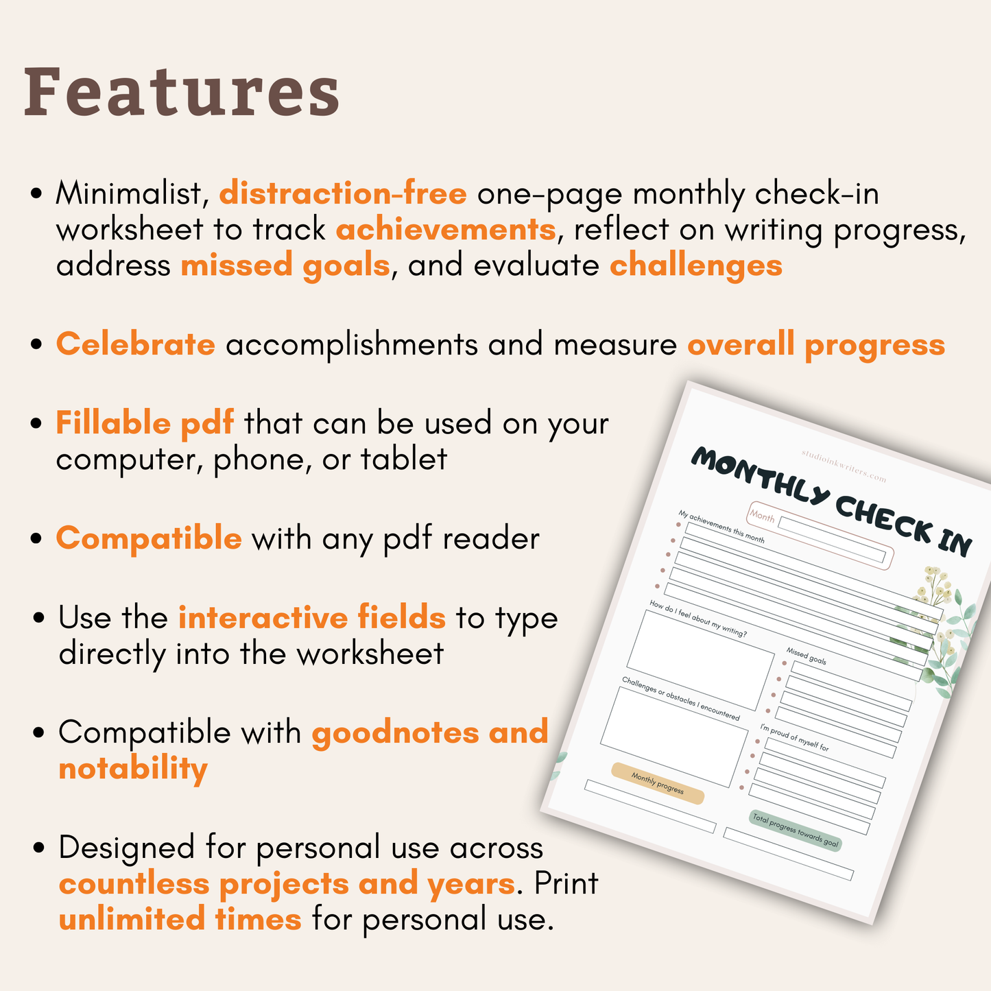 Interactive Monthly Review Worksheet
