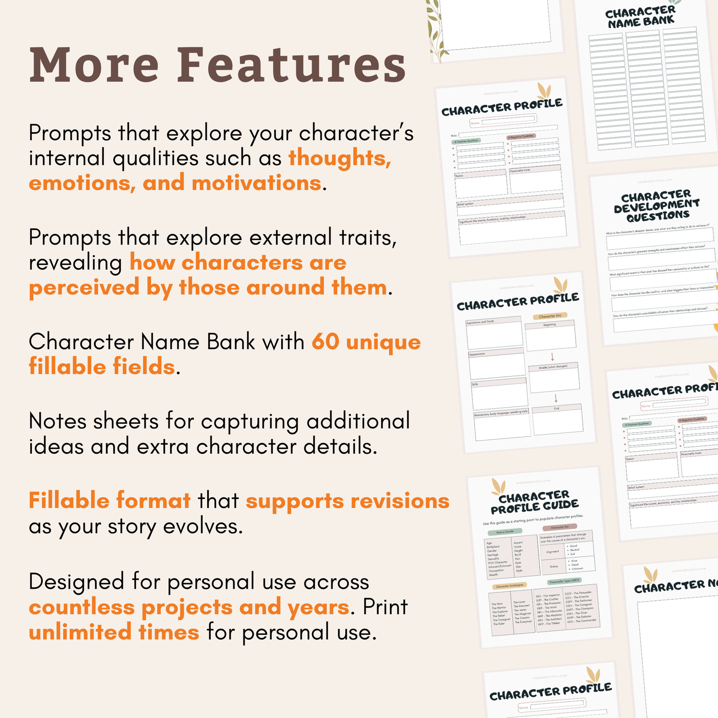 Interactive Character Development Worksheets
