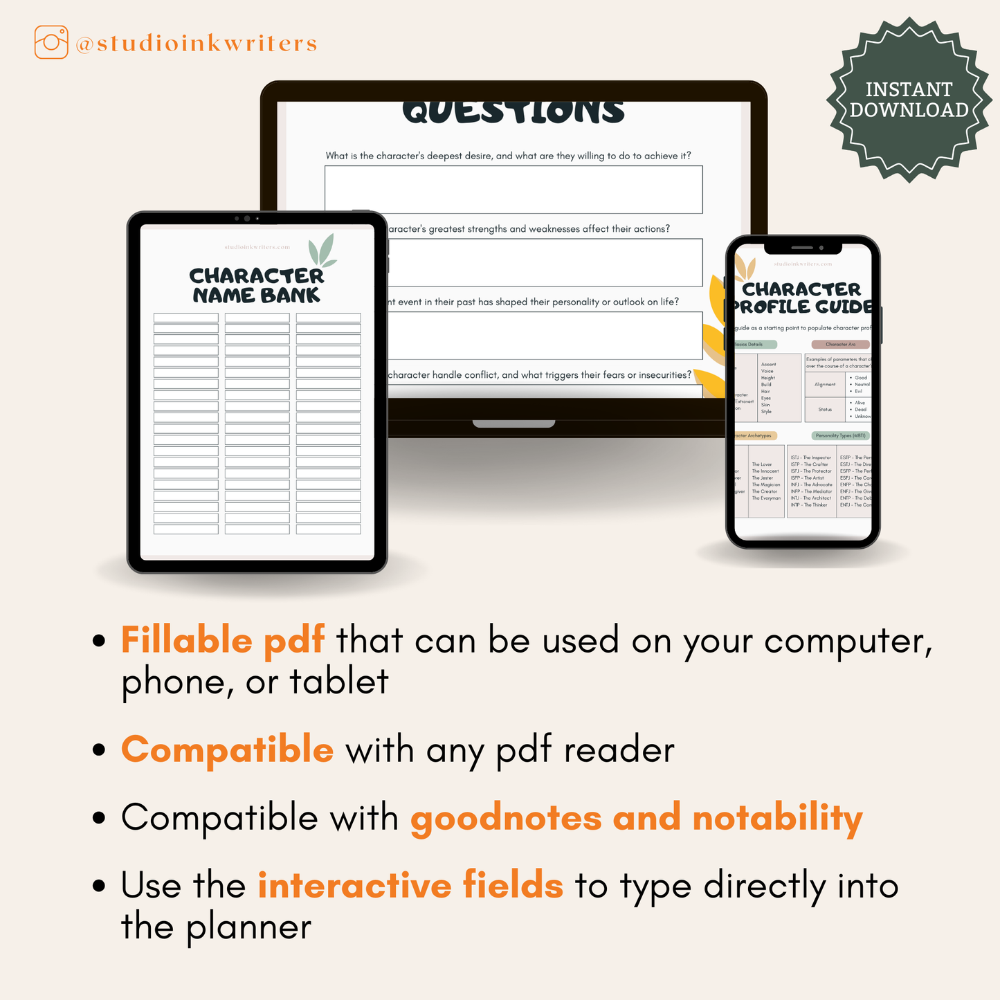 Character Worksheets - Full Set