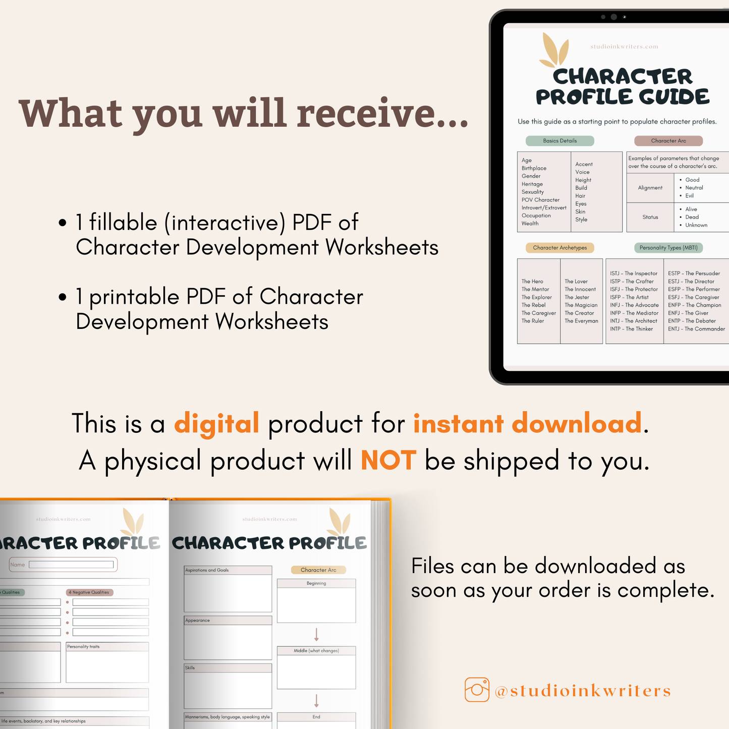 Character Worksheets - Full Set