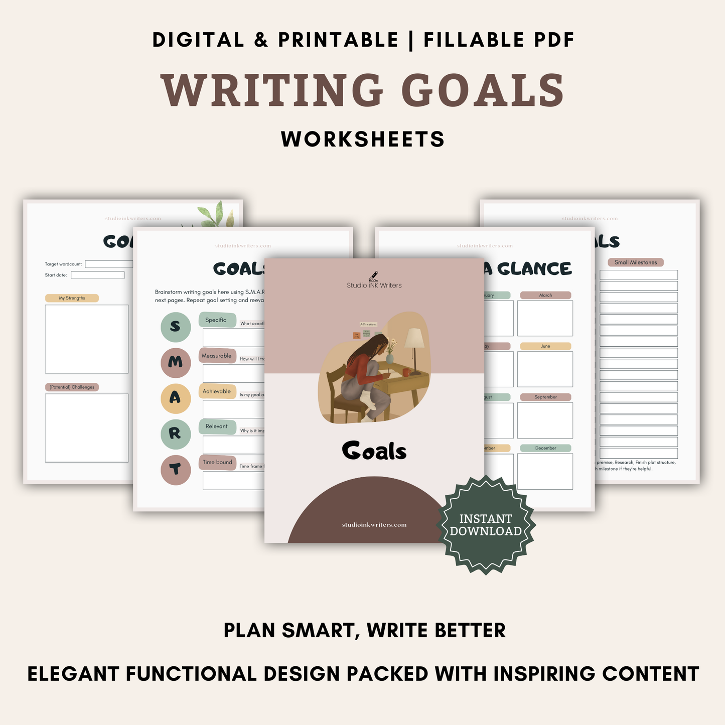 Interactive Project Roadmap Worksheets | Yearly Writing Goals