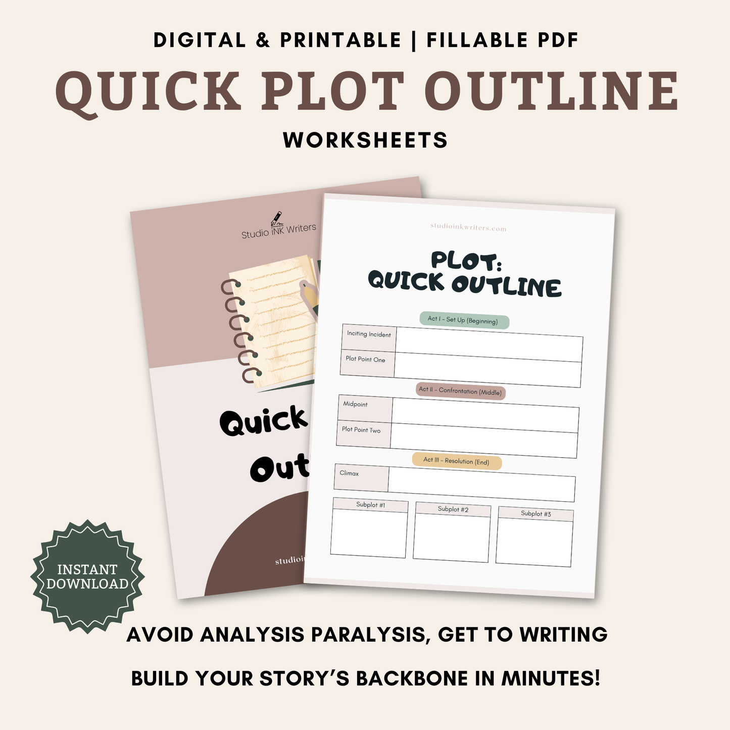 Interactive Quick Plot Outline Worksheets