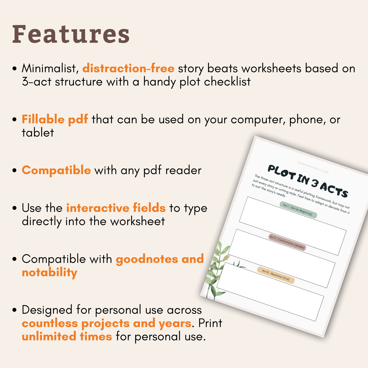 Interactive Story Beats Worksheets