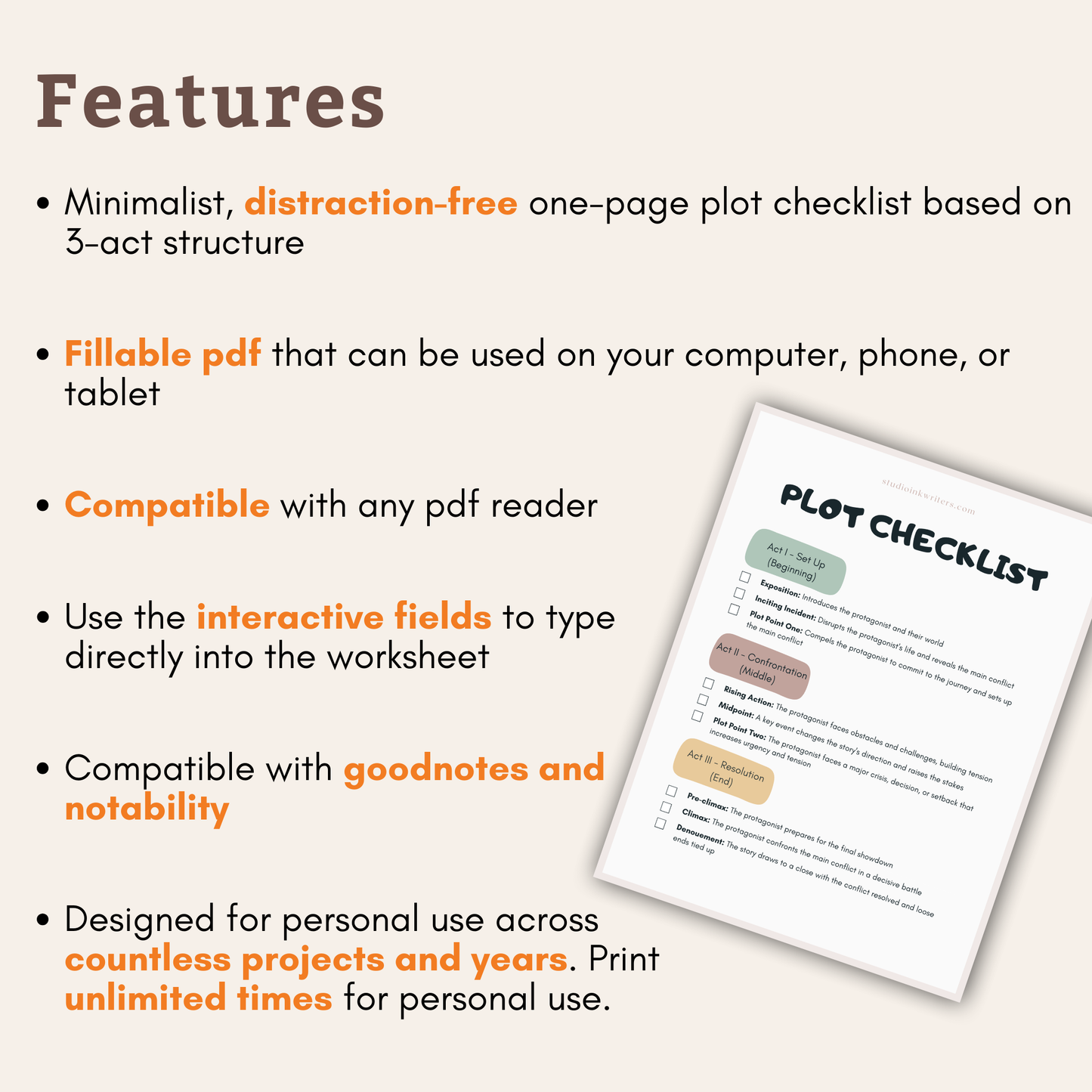 Interactive Plot Checklist