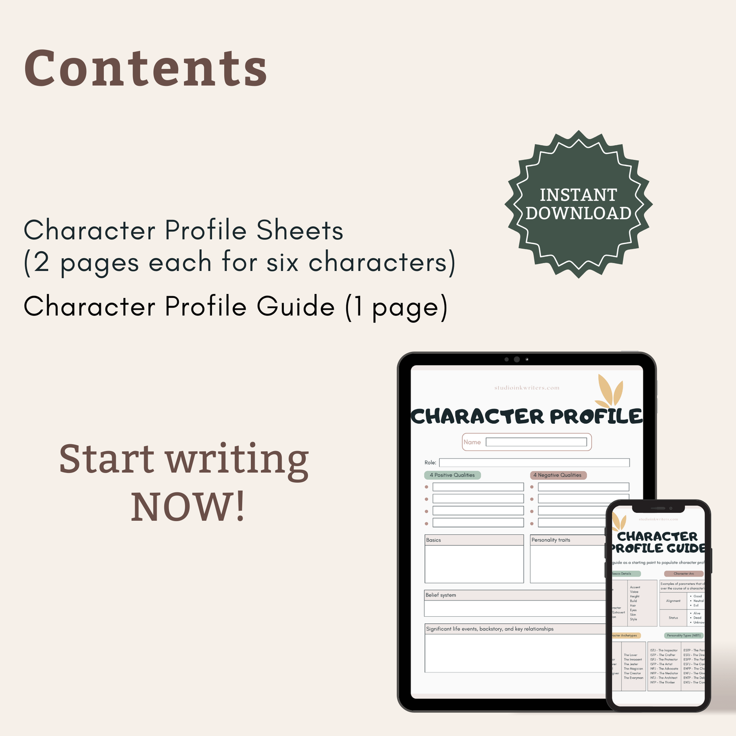 Interactive Character Profile Worksheets
