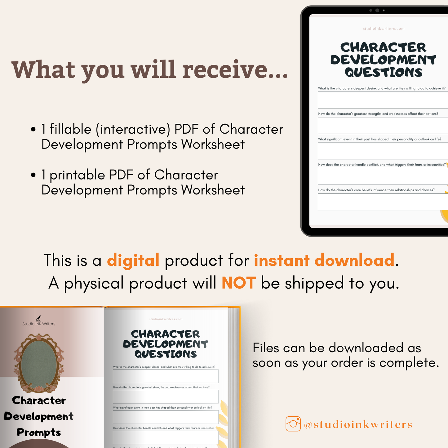 Character Questions Worksheet