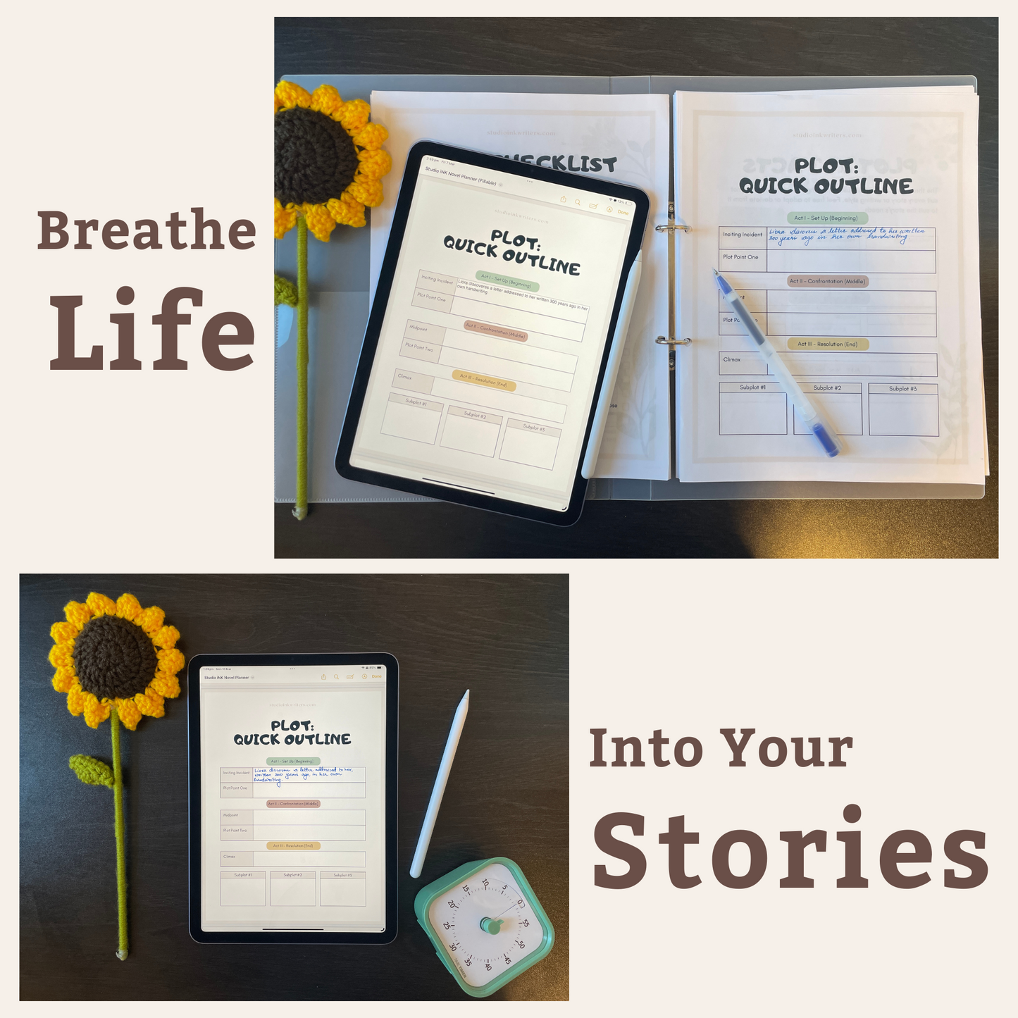 Interactive Quick Plot Outline Worksheets