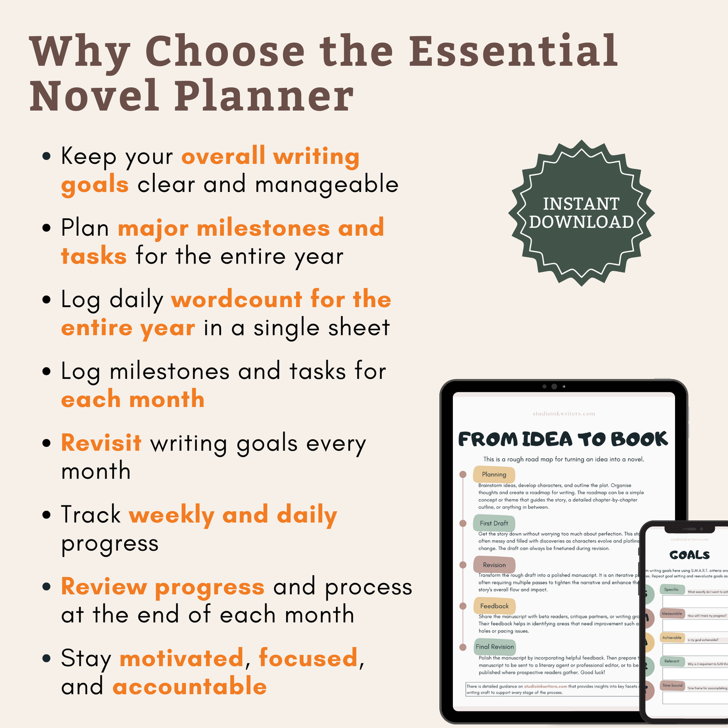 Interactive Essential Novel Planner