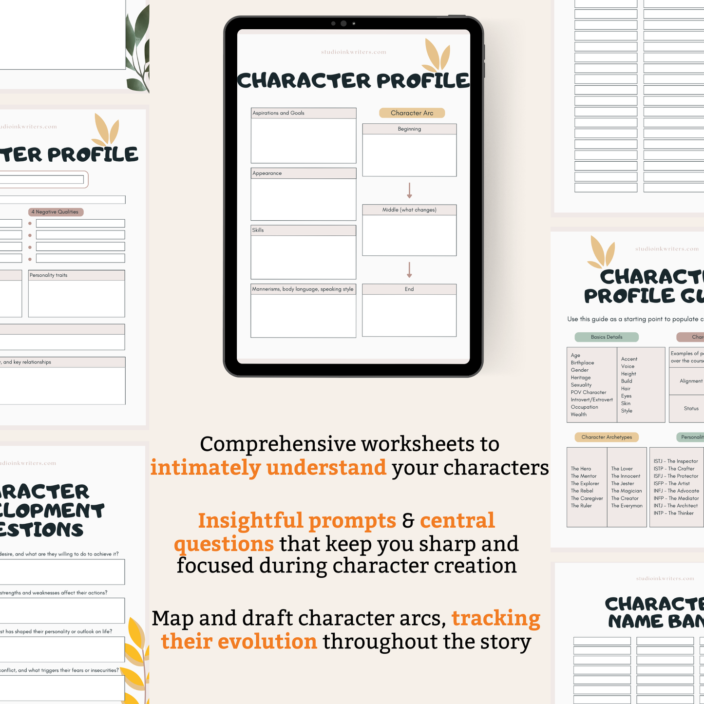 Interactive Character Worksheets