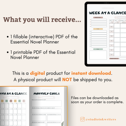 Interactive Essential Novel Planner