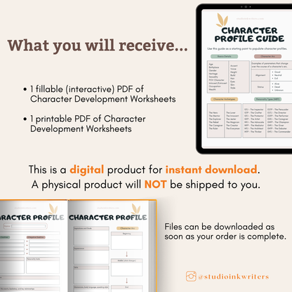 Interactive Character Worksheets