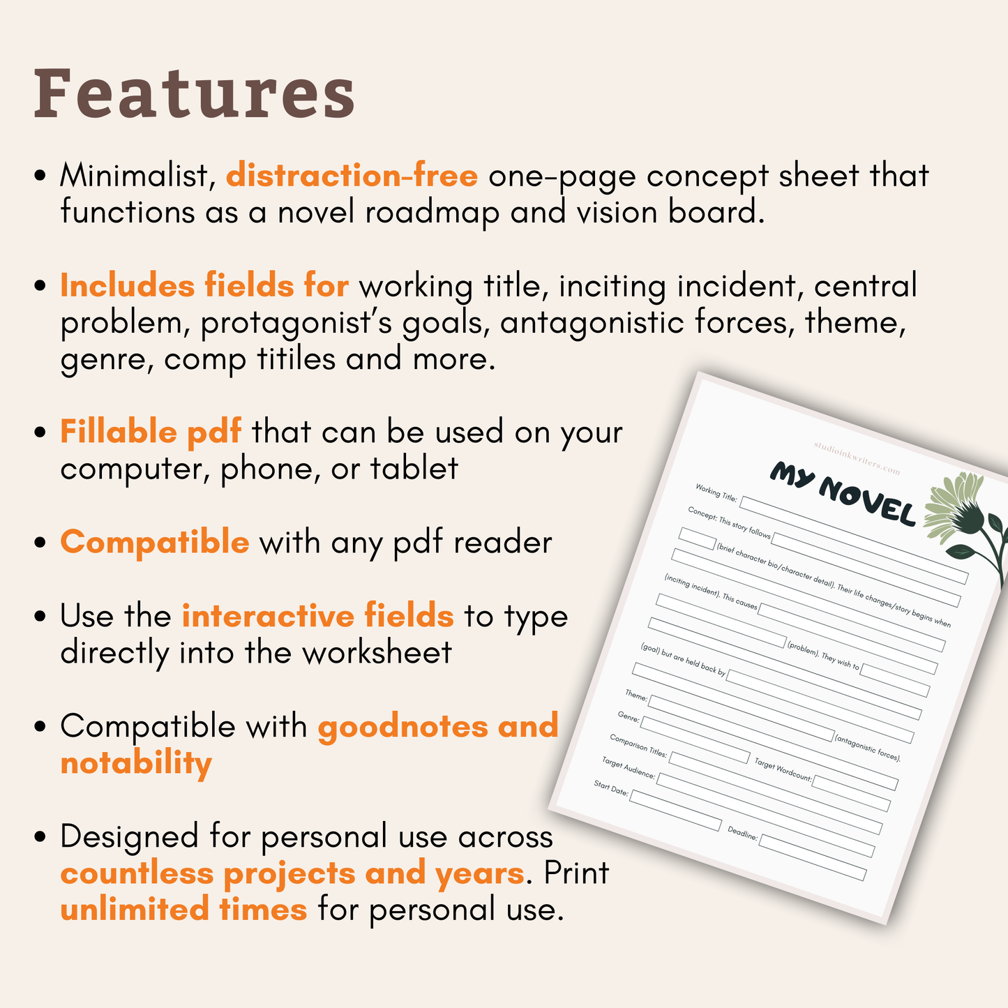 Interactive Novel Concept Worksheet