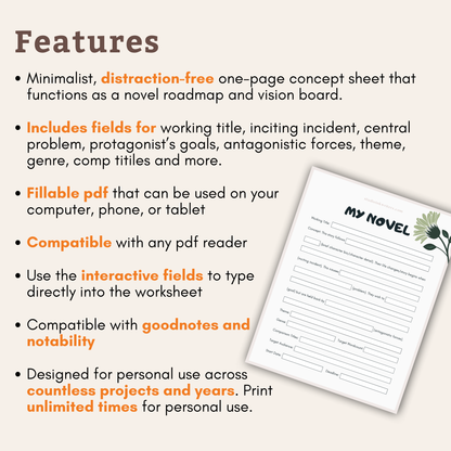 Interactive Novel Concept Worksheet