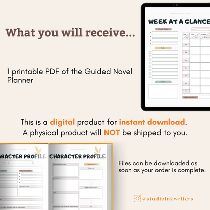 Printable Guided Novel Planner